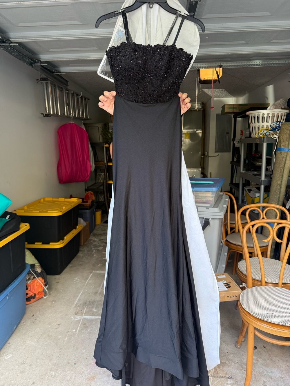 Sherri Hill Black Beaded Strapless Prom Gown